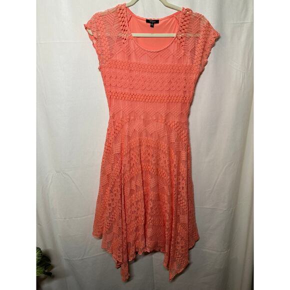 Cupio Coral Lace Fit-and-Flare Dress - Size Medium - Picture 1 of 4